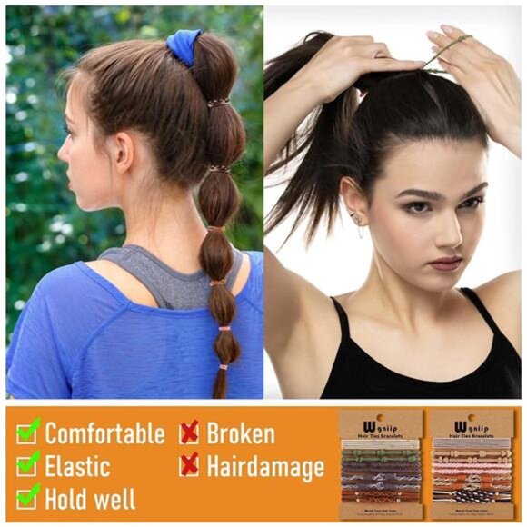 20 Boho Hair Ties Bracelets Elastic Hair Bands for Women Thick Thin No Damage - Picture 2 of 8